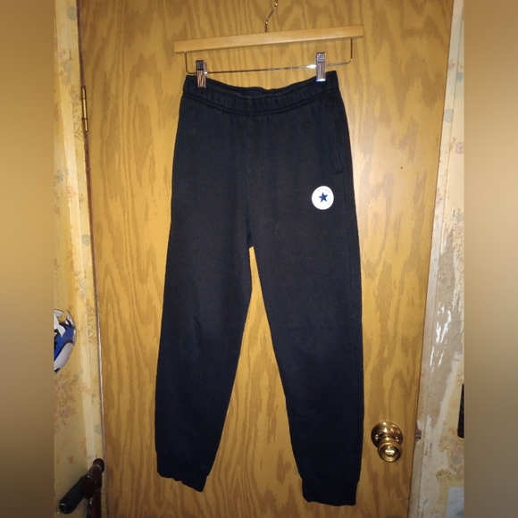 Converse Boys Tracksuit Trousers Joggers 12-13 Years Large Black w/ Logo Cotton - Picture 1 of 11